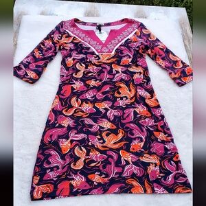 Vibrant HATLEY Fish Print Midi Dress